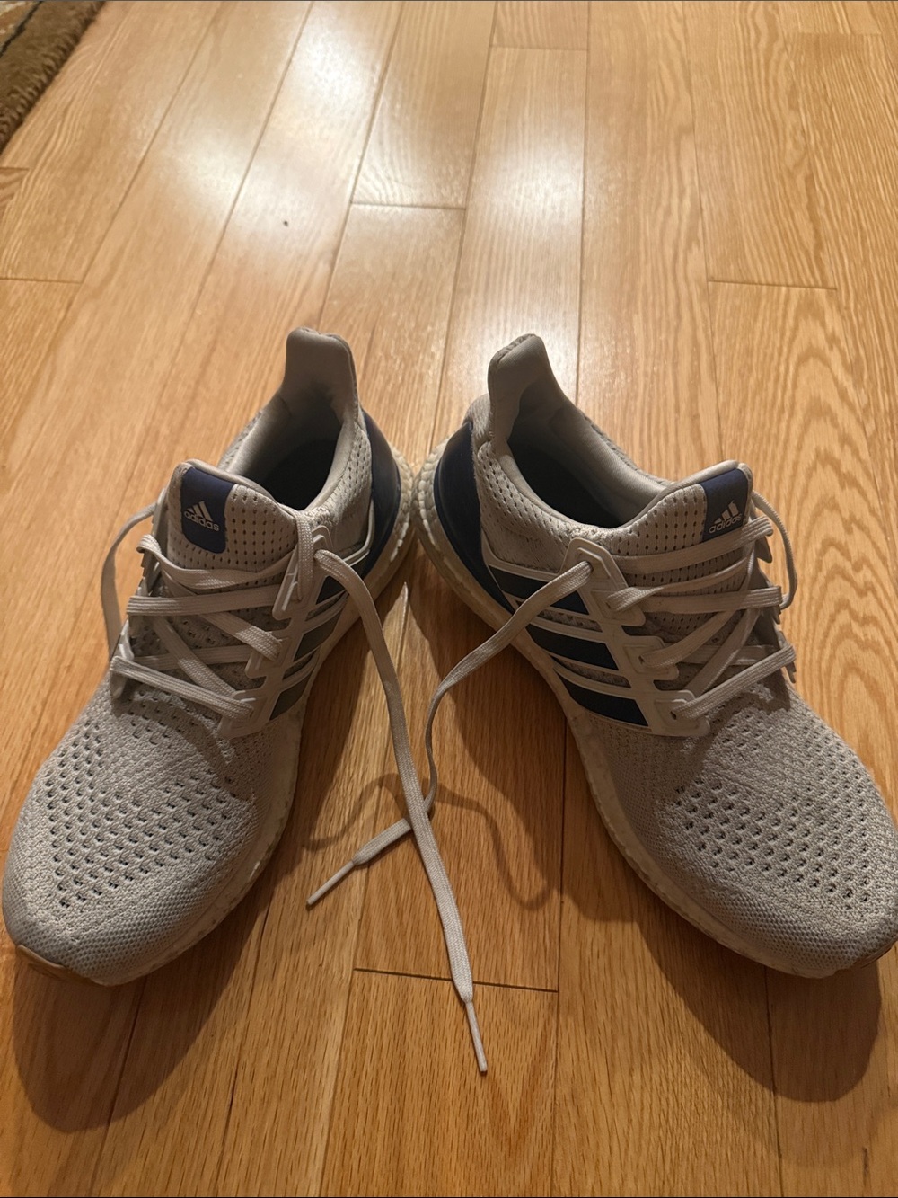 adidas Light Gray and Navy Men's Ultraboost Athletic Running Shoes